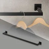 ML-Design Kleiderstange Rechteck für die Wand, T12cm x B110cm, Schwarz, aus Stahl, rostfrei, Garderobenstange U-Form, Kleiderständer Wandmontage, Kleidergestell Garderobenhalter, inkl. Montagematerial