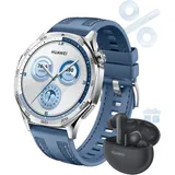 Huawei Watch GT 5 46 mm Silber Gewebe-Armband Blau