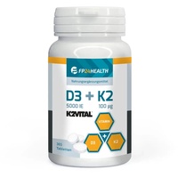 FP24 Health Vitamin D3+K2 - 365 Tabletten - Vitamin D3 5000IE - Vitamin K2 100μg