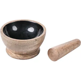 Beliani Mörser und Stößel QENA Mango Holz Braun/Schwarz