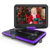 ieGeek 11,5" Tragbarer DVD Player mit 9,5" HD-Schwenkbaren Bildschirm Portabler DVD-Player (1024×600, Unterstützung Sync TV/USB/TF-Karte [Kein Blu-ray], 32 GB Festplatte, 4-6 Stunden Wiederaufladbare Batterie, DVD Player Auto) lila