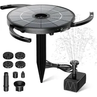 AISITIN 2 IN 1 DIY Solar Springbrunnen für Außen mit 2.8W Abnehmbares Solarpanel Solarbrunnen für Draussen mit Feste Halterung, Teichpumpe mit 6 Effekten für Garten,Teich,Vogelbad,DIY Wasserspiel