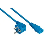 Kabelmeister Netzkabel Schutzkontakt-Stecker Typ E+F (90° gew.) an Kaltgeräte-Buchse C13, blau, 1,00mm2, 3m