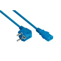 Kabelmeister Netzkabel Schutzkontakt-Stecker Typ E+F (90° gew.) an Kaltgeräte-Buchse C13, blau, 1,00mm2, 3m
