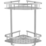 GERUIKE Duschkorb Ohne Bohren Ecke - Badezimmer Regal Silber - Duschregal Ecke Badezimmer Organizer, Duschkörbe mit Stark Kleber, Aluminium Eckregal Bad 2-Tier Duschablage Ohne Bohren