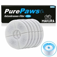 MAVURA Filter-Set PurePaws Ersatzfilter Filter Set für Haustier Trinkbrunnen, Wasserspender Katzenbrunnen Katzen Hunde [6er] weiß