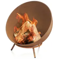 BBQ-Toro Feuerschale Ø 60cm, Rostoptik, Kippbare Outdoor Feuerstelle mit 3 Beinen, 3-in-1 Feuerkugel, | BBQ-Toro