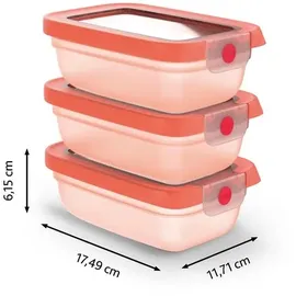 Emsa Frischhaltedose rechteckig orange 11,71 x 17,63 x 17,49 cm 0,5 l 3-teiliges Set