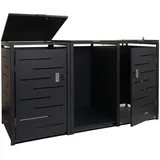 MCW Mülltonnenverkleidung mit Brennholzregal MCW-E83, Mülltonnenbox, erweiterbar 117x198x82cm 80kg~ anthrazit, Stahl