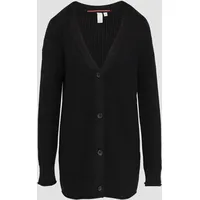 QS - Lange Strickjacke mit Strukturmuster, Damen, schwarz, XS