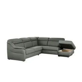 HIMOLLA Ecksofa Leder 9707 ¦ grau ¦ Maße (cm): B: 275 H: 84 T: 245