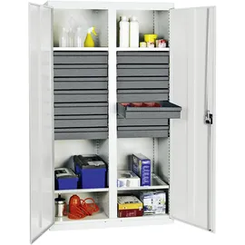 stumpf metall Stumpf Werkzeug- und Materialschrank Serie 3000 lichtgrau + 14 Schublade 100 mm + Mitteltrennwand + 4 Auszugsböden - 3004407
