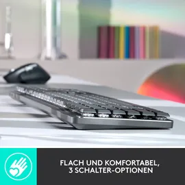 Logitech MX Mechanical Graphite, LEDs weiß, Kailh Choc V2 LOW PROFILE RED, Logi Bolt, USB/Bluetooth, DE (920-010749)