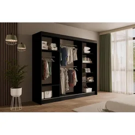 altdecor Schiebetürenschrank VESLI 250 x 215 x 61 cm Schwarz