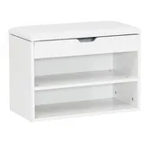 FineBuy Schuhbank 60 x 40 x 30 cm gepolstert geschlossen / weiß