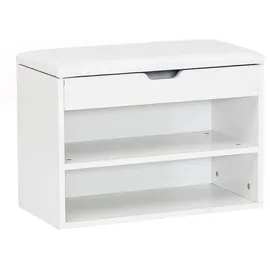 FineBuy Schuhbank 60 x 40 x 30 cm gepolstert geschlossen / weiß