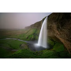 Fototapete PAPERMOON "Photo-Art WILLY MARTHINUSSEN, WASSERFALL IN DER LANDSCHAFT", bunt, B:4,50m L:2,80m, Vlies, Tapeten