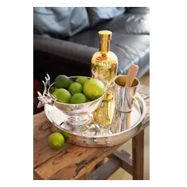 Edzard Tablett Alaska (ø 32 cm) rund, Edelstahl gehämmert hochglanzpoliert, Serviertablett, Dekotablett