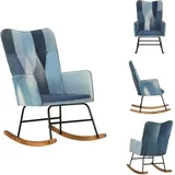 Schaukelstühle - Living Schaukelsessel Blau Denim Patchwork Canvas - Blau