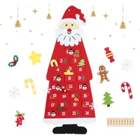 115CM Adventskalender zum Befüllen Kinder, Filz Adventskalender, Rot Weihnachtsmann Adventskalender eihnachtskalender DIY mit 24 Taschen