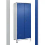 C+P Doppel-Spind Classic PLUS, Füßen, 2 Abteile, HxBxT 195x80x50cm, Sicherheitsdrehriegel, Hellgrau/Enzianblau von PROREGAL