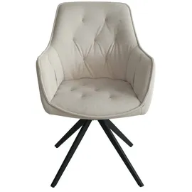 Mendler 6er-Set Esszimmerstuhl HWC-L80, Küchenstuhl Polsterstuhl Stuhl mit Armlehne, drehbar, Metall Stoff/Textil ~ creme-beige