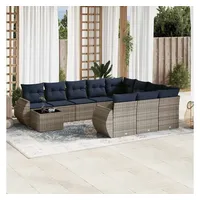 vidaXL Gartensofa-Set 11-tlg. grau Polyrattan