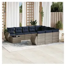 vidaXL Gartensofa-Set 11-tlg. grau Polyrattan