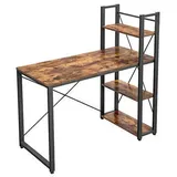 VASAGLE Schreibtisch 120 x 60 x 120 cm lang vintagebraun-schwarz
