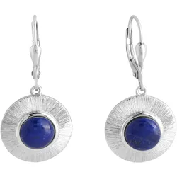 Zeeme Gemstones Ohrringe Silber 925 rhodiniert glanz/matt mit echtem Lapis 8mm