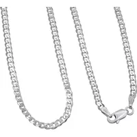 Panzerkette 925 Sterling Silber rhodiniert 3mm breit Länge wählbar 45 50 55 60 cm Silberkette anlaufgeschützt Halskette Kette Damen Herren (60) - Silber