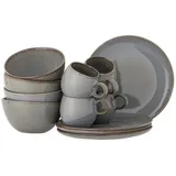 Bloomingville Sandrine Frühstück Set, Geschirr-Set 12-teilig, grau
