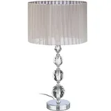 Relaxdays Relaxdays, Nachttischlampe Kristall Silber,Grau