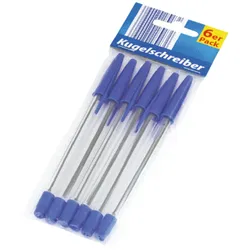 Global Partner Kugelschreiber Schreibstifte Kuli 6er Pack Mine blau Schreibwaren Büro Schule Stifte Set