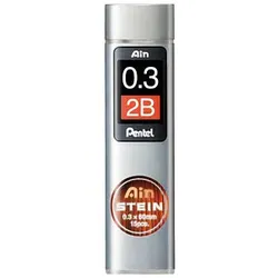 Pentel Ain Stein C273 Feinminen-Bleistiftminen schwarz 2B 0,3 mm, 15 St.