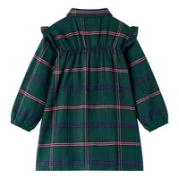 vidaXL Kinderkleid mit Langen Ärmeln und Rüschen Dunkelgrün 116