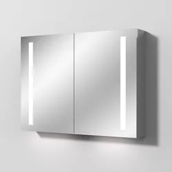 Sanipa Reflection Aluminium-Spiegelschrank ALEX 100 mit LED-Beleuchtung mit Lichtsteuerung AU4146L, Badmöbel,