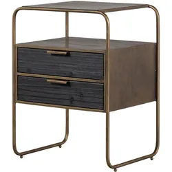 BePureHome Nachttisch »Polite« - 45x38x62cm - schwarz - Metall / Messing / Holz