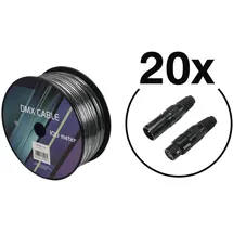 Eurolite DMX Kabel 2x0,22 100m sw + 10 Verbinder