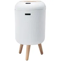 ulafbwur Intelligenter Sensor-Papierkorb, berührungsloser automatischer Sensor-Mülleimer mit Deckel, großes Fassungsvermögen, freihändige Bedienung, intelligenter Mülleimer für das Weiß