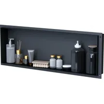 VILSTEIN | Duschnische 30x90 cm | Unterputz | Wandnische Schwarz | Randloses Duschregal