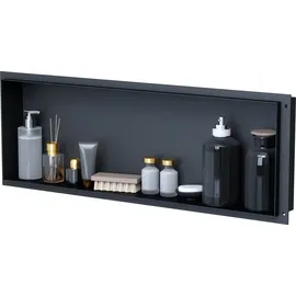 VILSTEIN | Duschnische 30x90 cm | Unterputz | Wandnische Schwarz | Randloses Duschregal