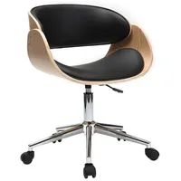 miliboo Design-Stuhl Rollen Schwarz und Helles Holz BENT