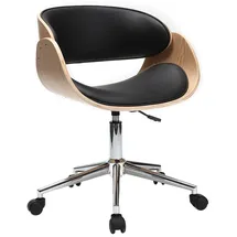 miliboo Design-Stuhl Rollen Schwarz und Helles Holz BENT