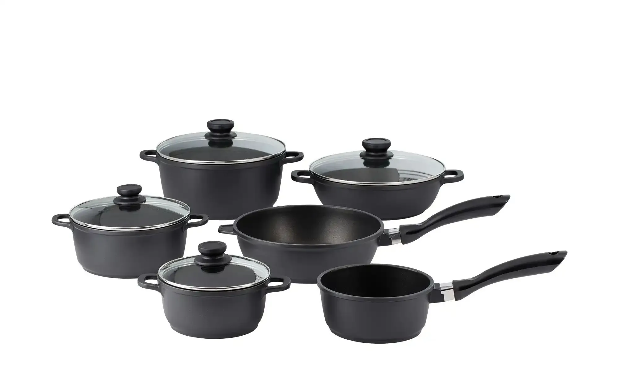 KHG Topfset  6-teilig  PAULA , schwarz , Aluminium-Guss