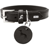 Hunter LARVIK Hundehalsband, Leder, schlicht, elegant, komfortabel, 50 schwarz