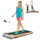 KOMFOTTEU Walking Pad, Laufband Schreibtisch für Zuhause mit LED Display & Fernbedienung, 2,25PS & 1-10 km/h, Walking Treadmill bis 110kg belastbar f... - Schwarz/Naturbelassen