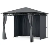 Blumfeldt Gartenpavillon Gazebo 3x3m Schrägdach Sonnen UV-Schutz Partyzelt Wasserabweisend