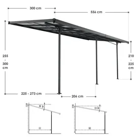 Juskys Terrassendach Borneo 550 x 300 cm dunkelgrau