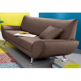 Home Affaire 3-Sitzer HOME AFFAIRE "Saltare elegant und komfortabel, toller Designfuß", braun (dunkelbraun), B:205cm H:78cm T:82cm, Kunstleder SOFTLUX;Luxus-Microfaser ALCAZAR (100% Polyester);Feinstruktur (100% Polyester), Sofas